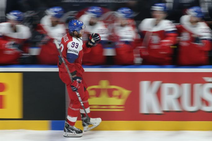 Jakub Voráček slaví v zápase Česko - Lotyšsko na MS 2019