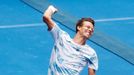 Tomáš Berdych při vítězném čtvrtfinále Australian Open s Rafaelem Nadalem.