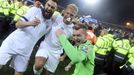 Soccer Football - Euro 2020 - Group J Qualification - Finland v Liechtenstein - Helsinki, Finland November 15, 2019. Finnish captain Tim Sparv celebrates with Paulus Araj