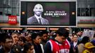 Jan 26, 2020; Los Angeles, CA, USA;  Fans mourn the loss of NBA legend Kobe Bryant outside of the Staples Center in Los Angeles. Mandatory Credit: Harrison Hill-USA TODAY