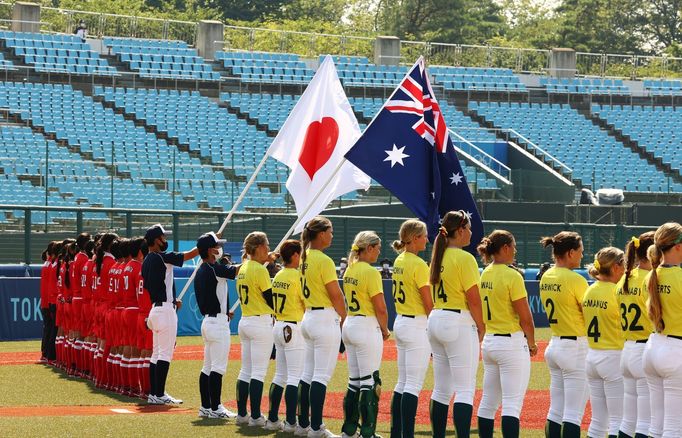 Softbal na olympiádě v Tokiu: Japonsko vs. Austrálie