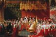 Slavnostní akt korunovace královny Viktorie, jak jej zachytil dobový obraz z roku 1839.
