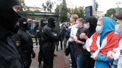 Studentské protesty v Minsku proti Alexandru Lukašenkovi.