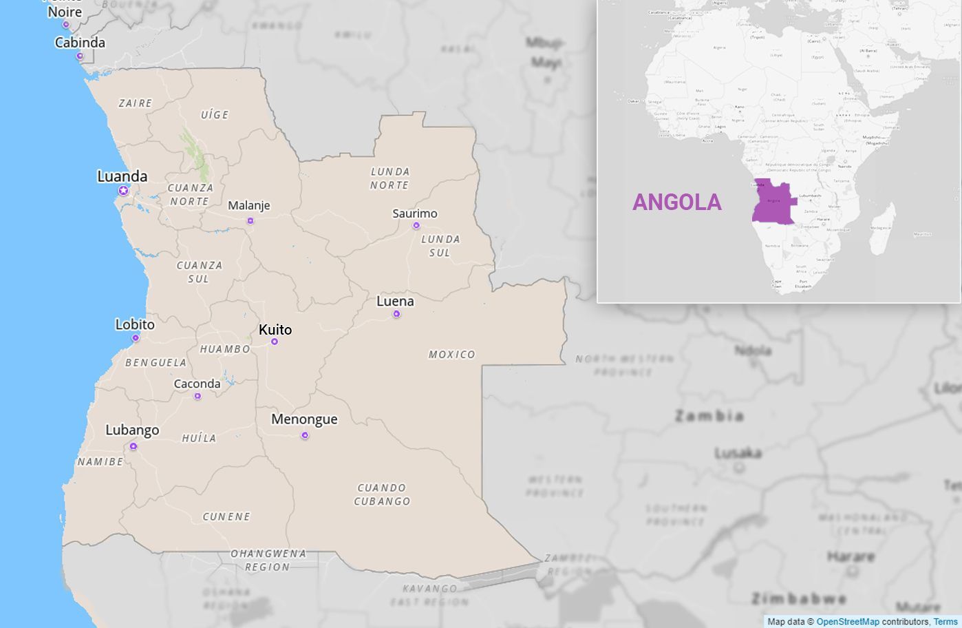 Mapa Angoly