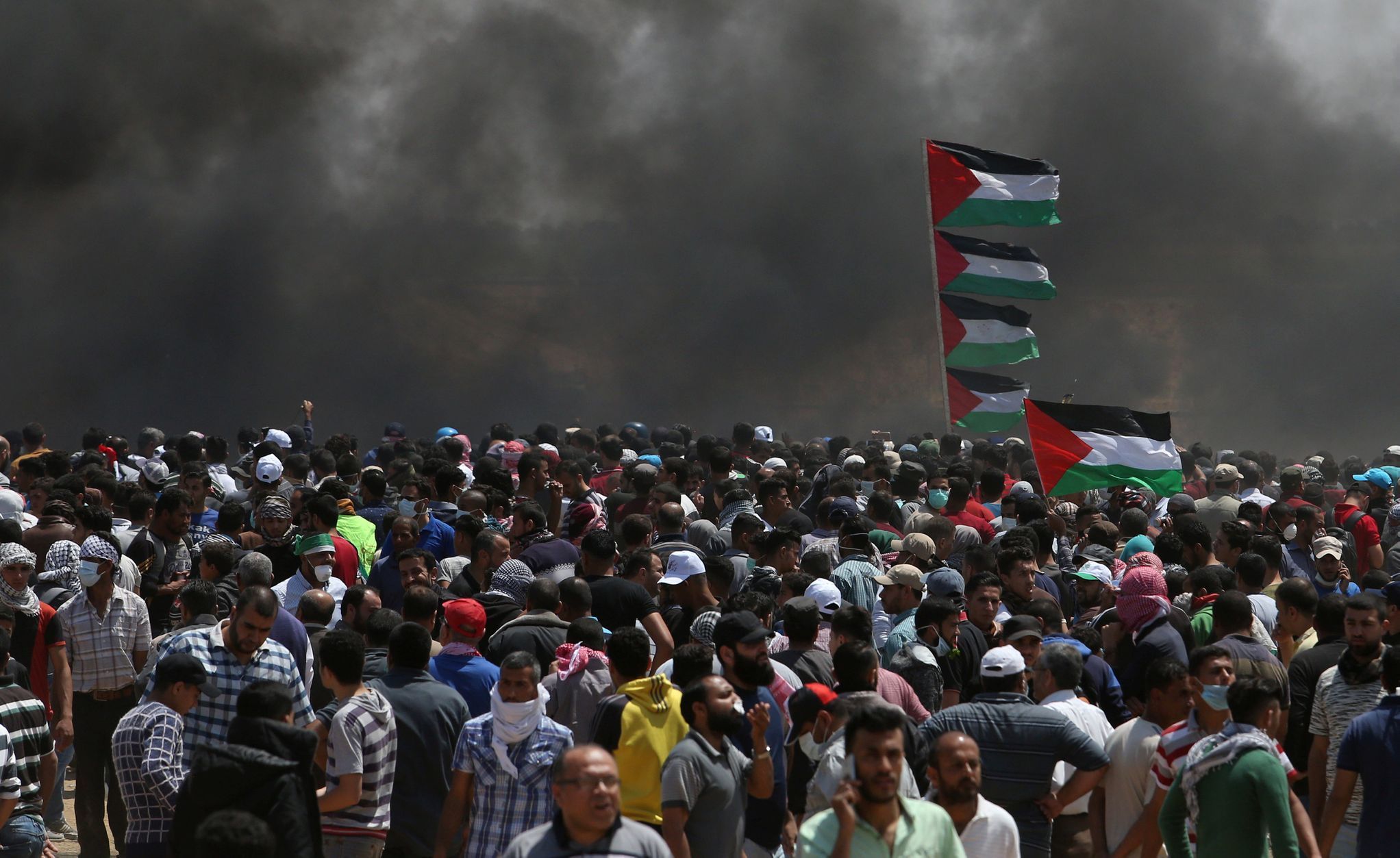 Protesty v Pásmu Gazy proti otevření amerického velvyslanectví v Jeruzalémě a k 70. výročí vzniku Izraele