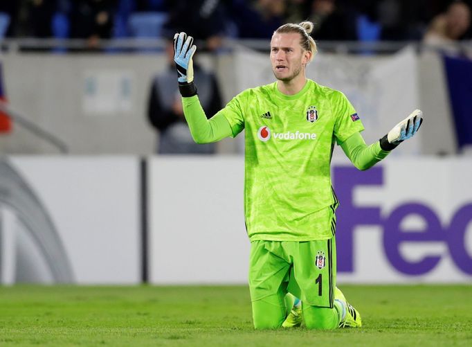 Soccer Football - Europa League - Group K - Slovan Bratislava v Besiktas - Tehelne Pole, Bratislava, Slovakia - September 19, 2019  Besiktas' Loris Karius reacts after co