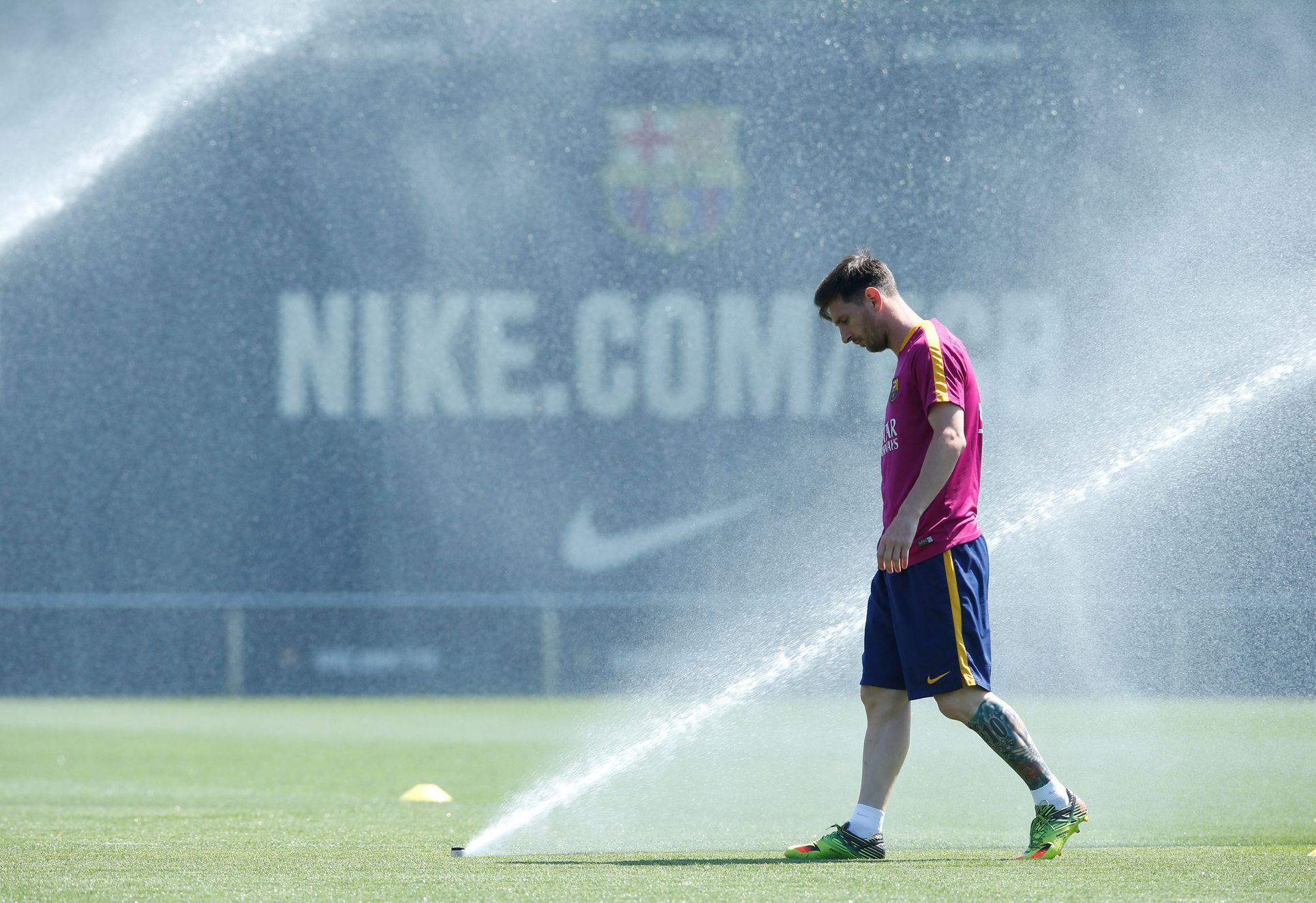 Lionel Messi na tréninku Barcelony