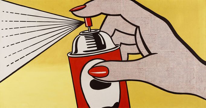 Roy Lichtenstein: Sprej, 1962, olej a tužka na plátně.