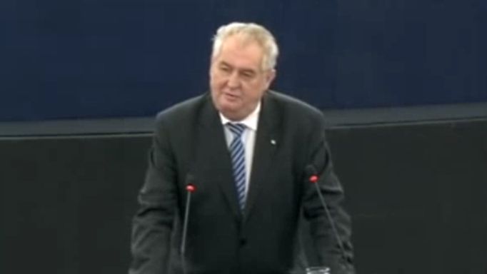 Český prezident Miloš Zeman hovoří v Evropském parlamentu.