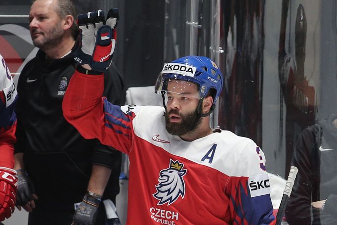 Radko Gudas slaví v zápase Česko - Itálie na MS 2019