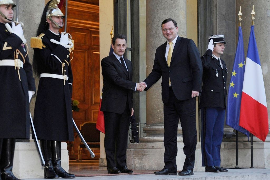 Petr Nečas na návštěvě ve Francii u Nicolase Sarkozyho