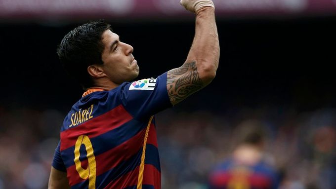 Luis Suárez se raduje z branky Barcelony