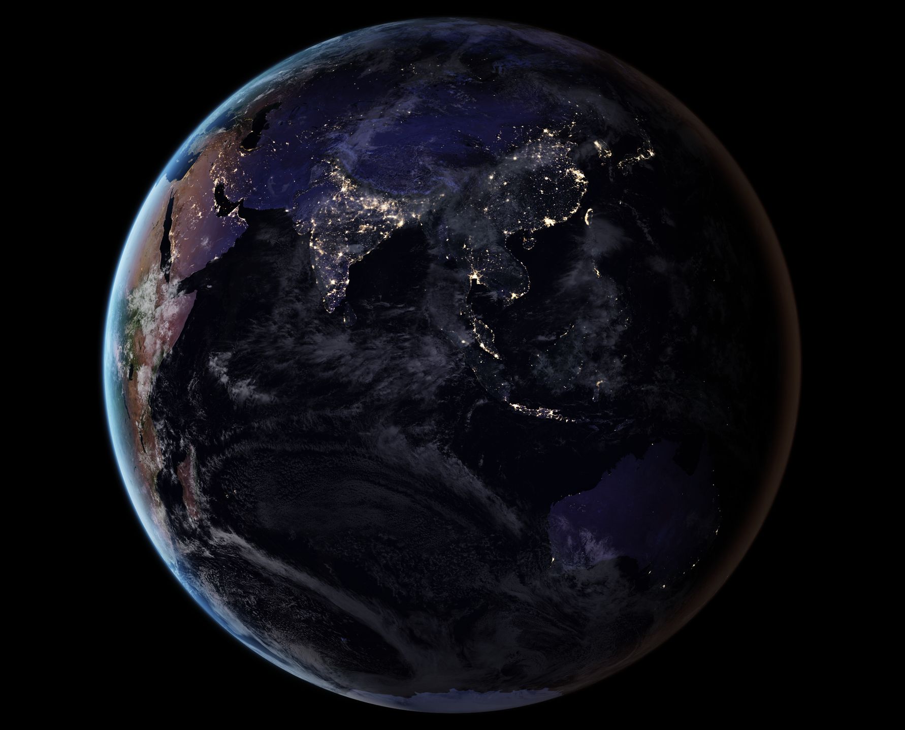 Mapa Země v noci