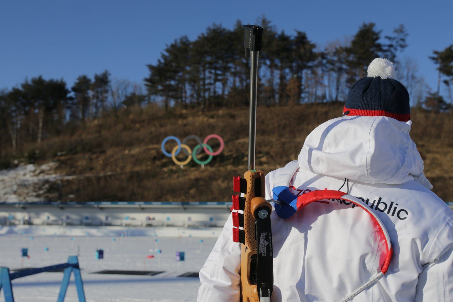 Trénink českých biatlonistů na olympiádě v Pchjongčchangu