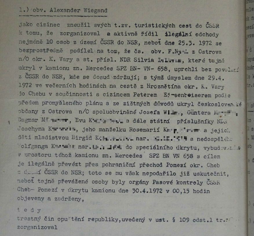 Spis německého převaděče Alexandera Wieganda