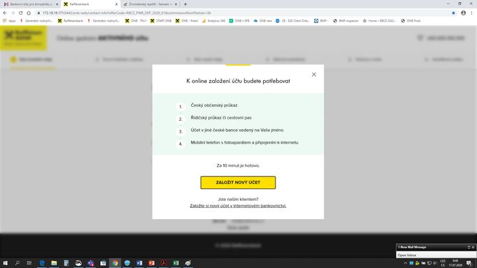 Online účet u Raiffeisenbank