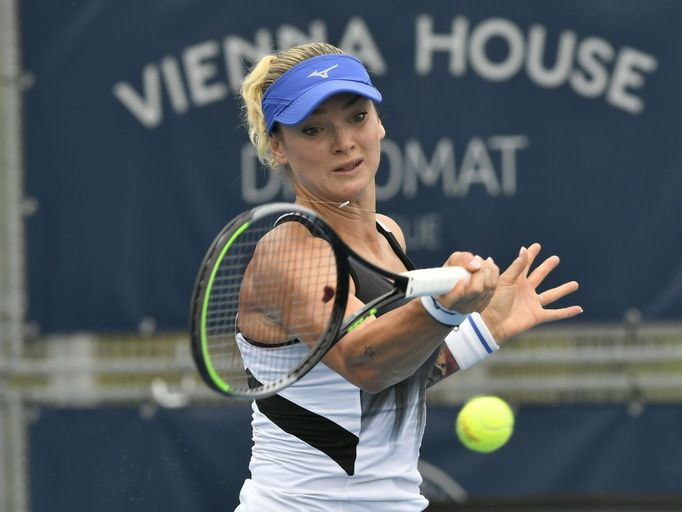 Tereza Martincová v semifinále turnaje v Praze 2021.