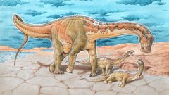 Ilustrace, jak vypadal Lavocatův ještěr, nově nalezený druh dinosaura.