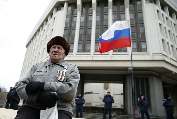 Veterán z druhé světové války, Simferopol, 28. 2. 2014.