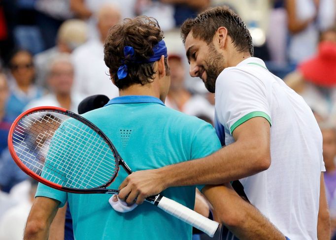 Marin Čilič a Roger Federer na US Open 2014