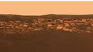 Geologist's Treasure Trove This is a portion of a high-resolution image captured by the Mars Exploration Rover Opportunity's panoramic camera, which shows the puzzling rock outcropping that scientists eagerly wait to investigate. These layered rocks measure only 10 centimeters (4 inches) tall and are thought to be either volcanic ash deposits or sediments carried by water or wind. Photo Credit: NASA/JPL/Cornell