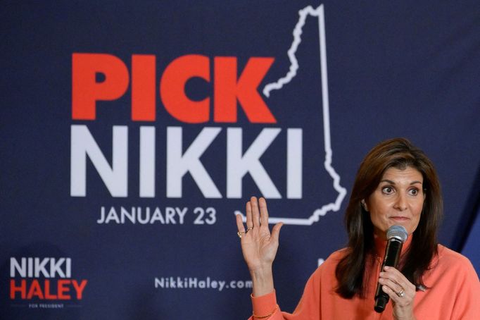 Republikánská kandidátka Nikki Haleyová během kampaně v New Hampshire.