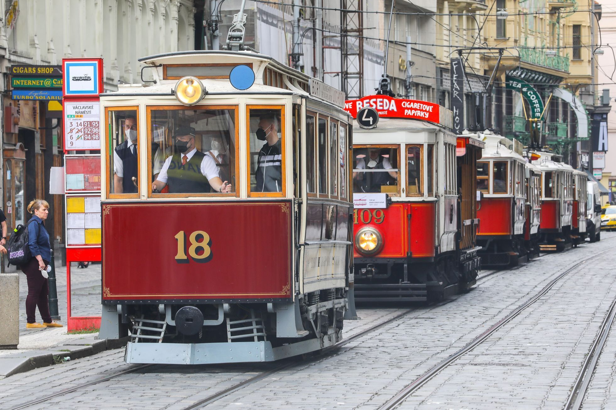 Průvod tramvají, 130 let výročí, Praha, tramvaj, MHD, DPP, šotouš