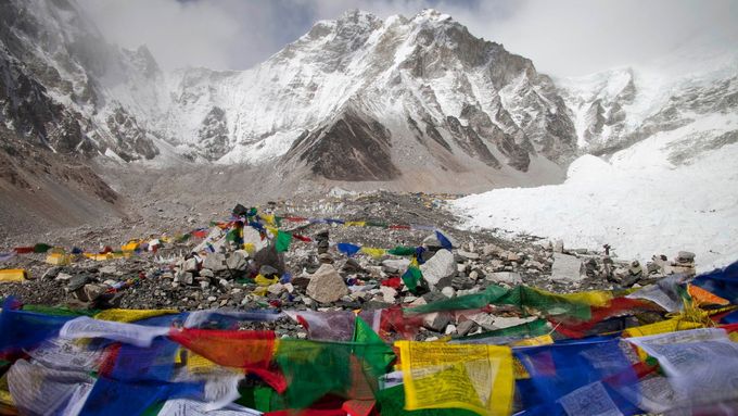 V základním táboře pod Mount Everestem.