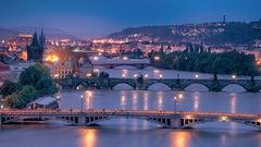 Zatopená Praha - noční panorama
