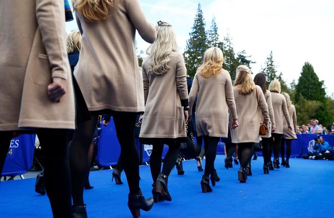 Wives of of U.S. Team players arrive for the opening ceremony of the 40th Ryder Cup at Gleneagles