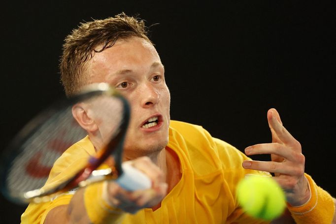 Jiří Lehečka ve čtvrtfinále Australian Open 2023.