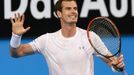 Andy Murray of Britain reacts after losing a point during his men's singles tennis match against Benoit Paire of France at the 2015 Hopman Cup in Perth