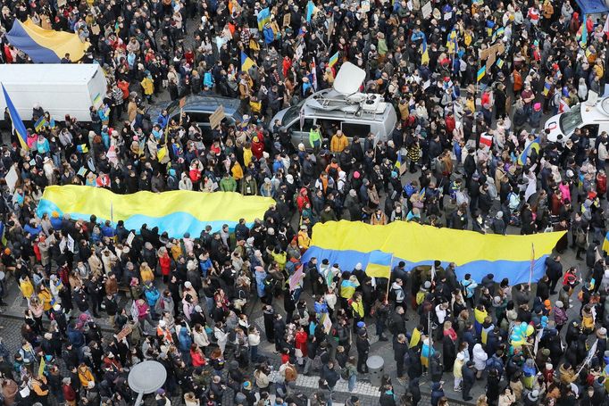 Demonstrace na Václavském náměstí.