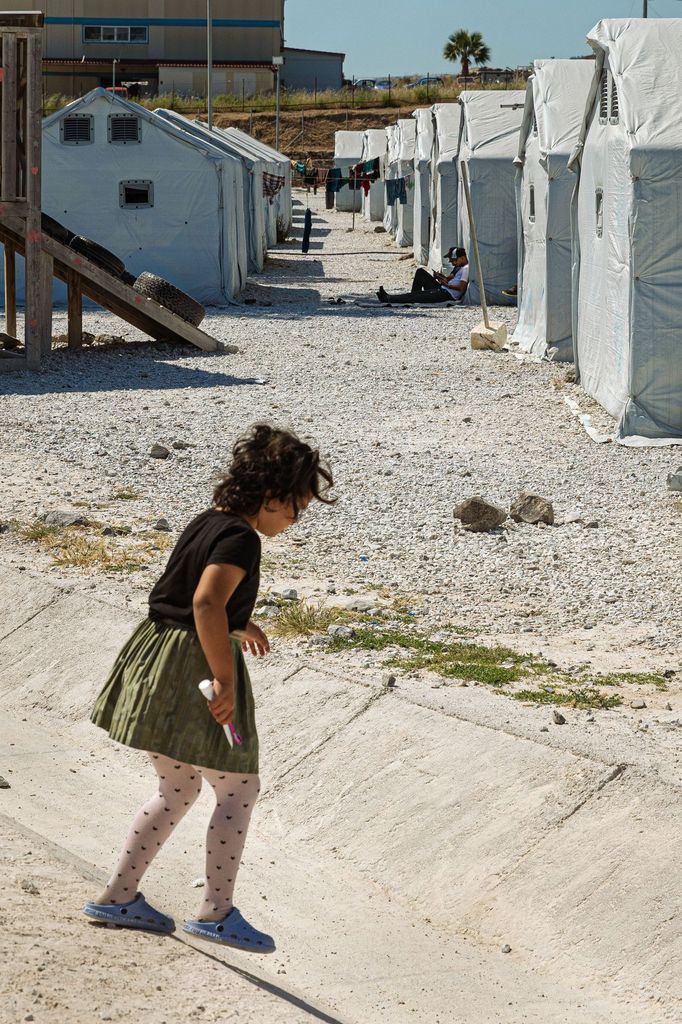 Uprchlický tábor Kara Tepe na ostrově Lesbos v Řecku.