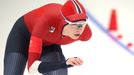 Ragne Wiklundová z Norska v závodě rychlobruslařek na 5000 m na ZOH v Pekingu 2022