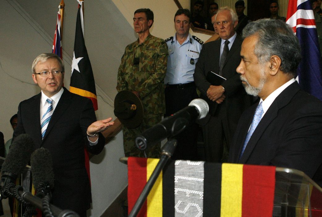 Kevin Rudd a Xanana Gusmao v Dili