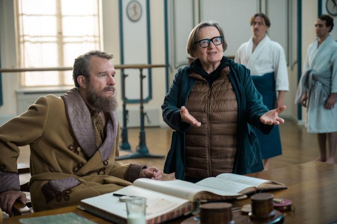 Stanislav Majer a Agnieszka Holland při natáčení Franze