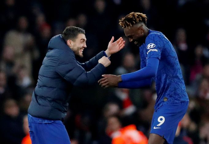 Soccer Football - Premier League - Arsenal v Chelsea - Emirates Stadium, London, Britain - December 29, 2019 Chelsea's Tammy Abraham and Mateo Kovacic celebrate after the