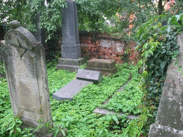 Povalené náhrobky na židovském hřbitově