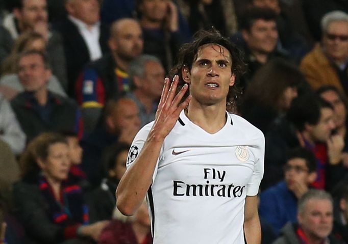 LM, Barcelona- Paris St Germain: Edinson Cavani slaví gól na 3:1