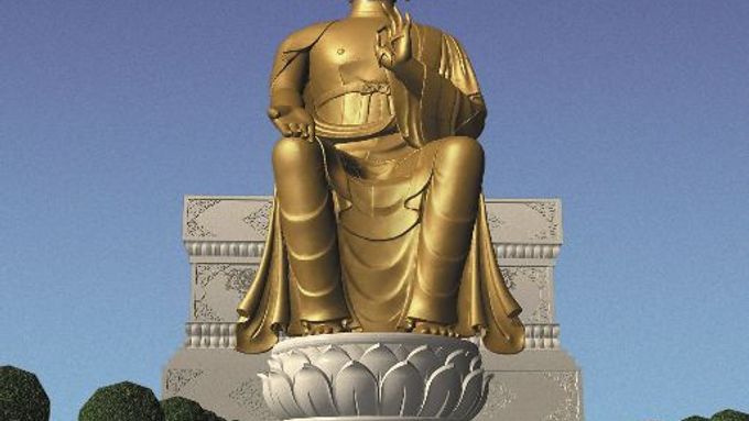 Obří socha Buddhy. Zatím jen jako počítačová simulace.