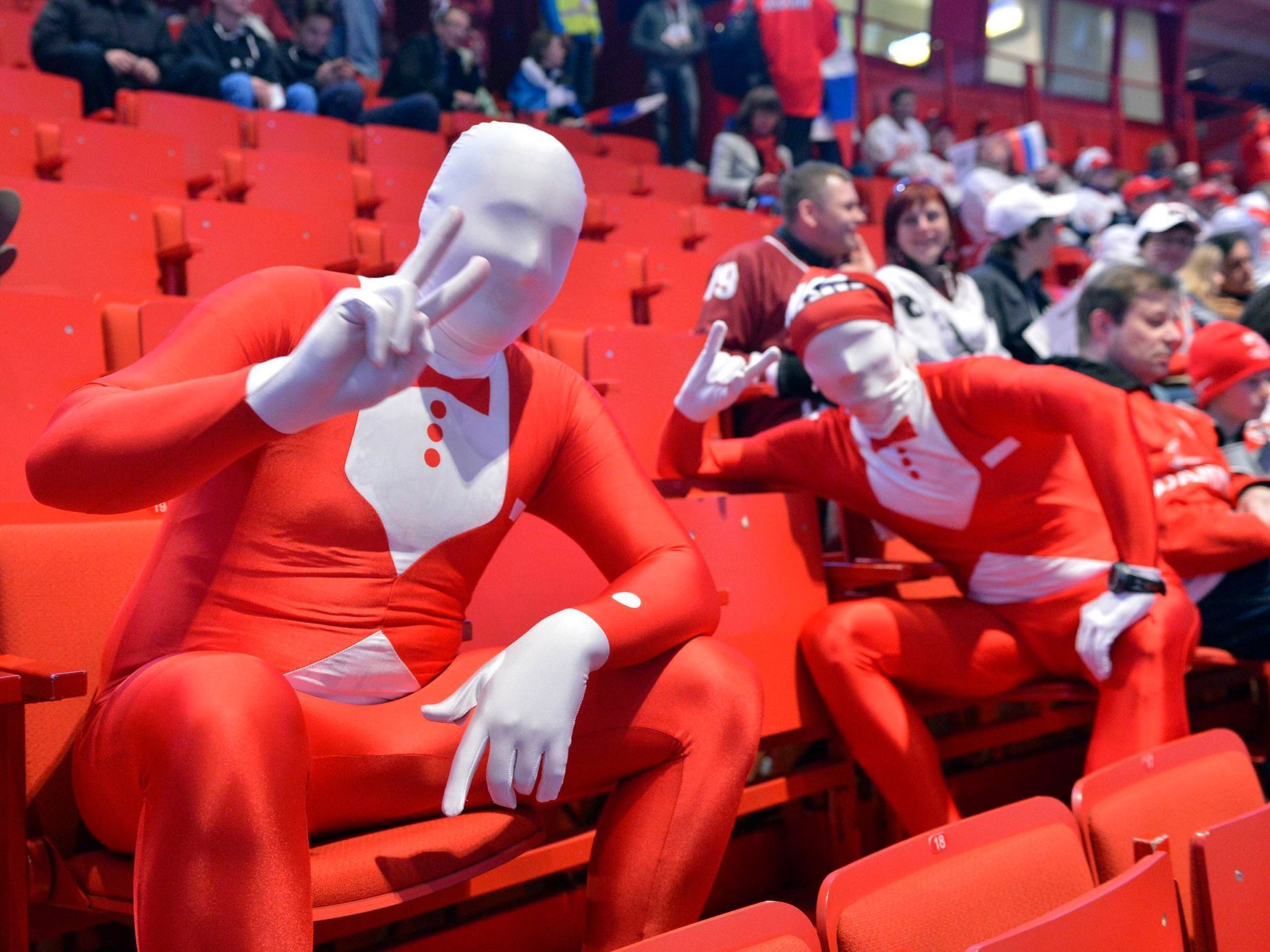 Fanoušci Ruska při utkání MS v hokeji 2012 Rusko - Lotyšsko
