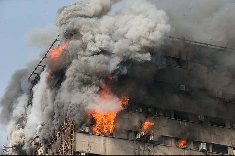 Požár budovy v Teheránu