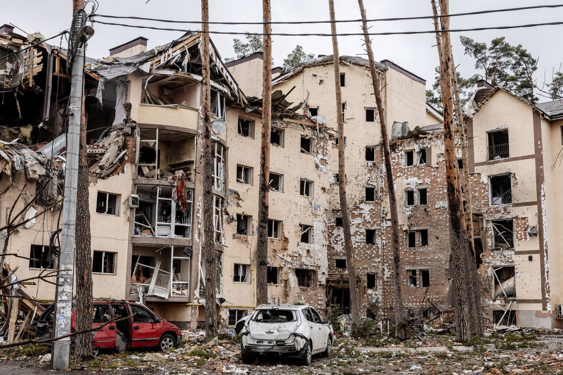 Foto / 3. 3. 2022 / Irpiň / Bombardování, trosky / Ukrajina / Boje na Ukrajině / Ruský útok na Ukrajinu