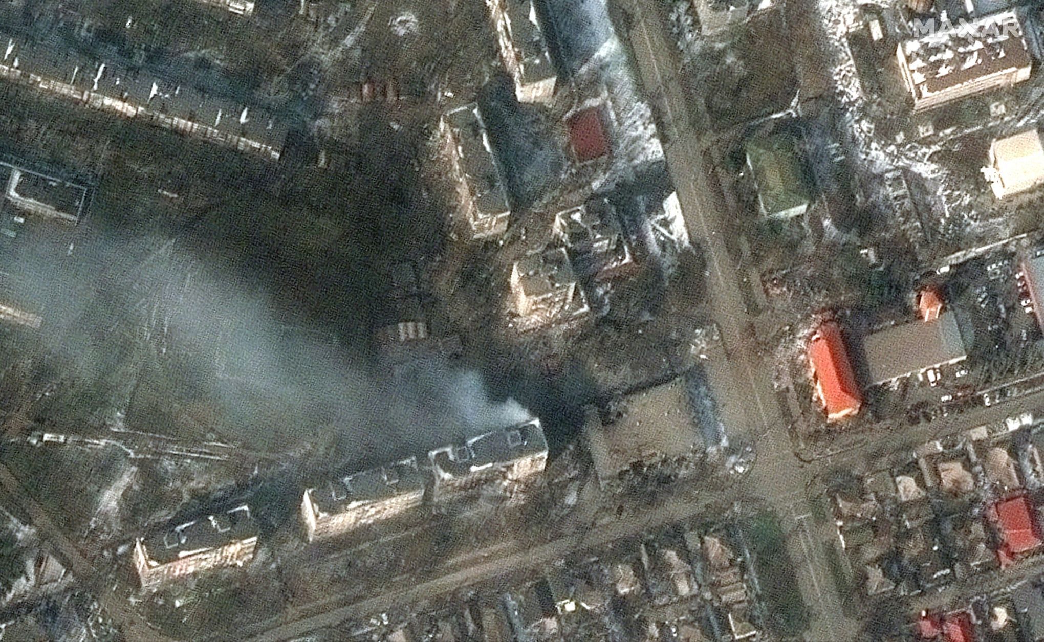 Satelitní snímky, Mariupol, Ukrajina.