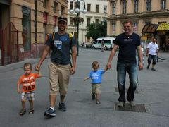 Tata, papa and their sons making their way to the Queer Parade. They left early after a group of neo-Nazi thugs attacked the gathering at Brno´s Náměstí Svobody (Freedom Square)