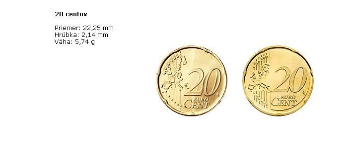 Euro: přední strana 20 centů