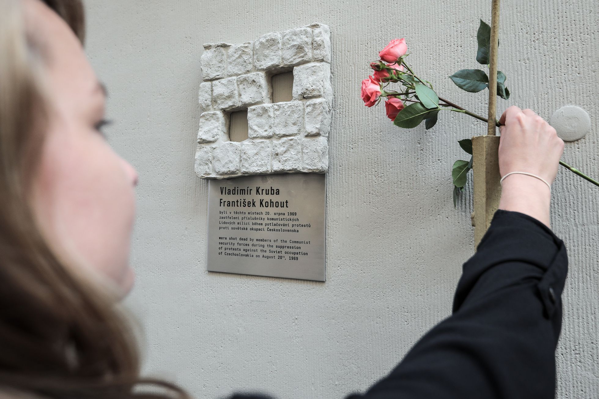 Pietní akce připomínající 21. srpna 1968 - odhalení pamětní desky Františka Kohouta a Vladimíra Kruby