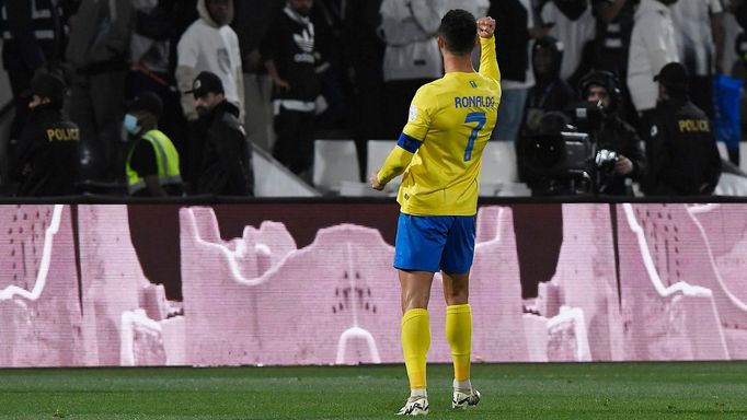 Soccer Football - Saudi Pro League - Al Shabab v Al Nassr - Prince Faisal bin Fahd Stadium, Riyadh, Saudi Arabia - February 25, 2024 Al Nassr's Cristiano Ronaldo celebrat