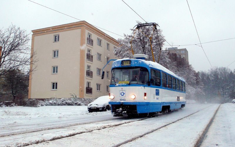 Ostrava pod sněhem - tramvaj